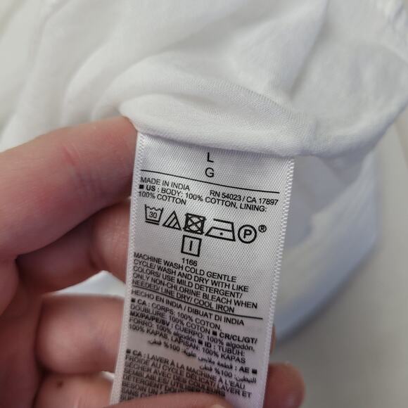 Old navy gauze white puff sleeve mini dress button front boho bridal - Picture 7 of 8